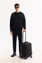 Men's Black Crew Neck Striped Elastane Regular Fit Sweatshirt A52Y1218 - 8