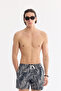 Men's Anthracite Quick Dry Printed Relaxed Fit Swim Shorts with Bag A61Y3804 - 7