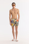 Men's Ecru Quick-Drying Printed Relaxed Fit Swim Shorts with Bag A61Y3814 - 8