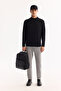 Men's Black Crew Neck Soft Touch Textured Knitwear Regular Fit Sweater A52Y5028 - 7