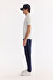 Men's White Non-Curling Polo Collar Zippered Jacquard Regular Fit T-Shirt A61Y1088 - 3