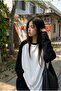 Black Raglan Sleeve White Basic Unisex Long Sleeve - 2