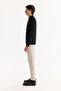 Men's Black Polo Neck Zippered Rayon Non-Pilling Textured Knitwear Regular Fit Sweater A52Y5019 - 5