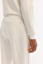 Men's Ecru Elastic Waist Lace-Up Cotton Bi-Stretch Regular Fit Sweatpants A52Y3402 - 6