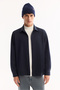 Men's Navy Blue Classic Collar Jersey Comfort Fit Shirt Jacket A52Y2043 - 2