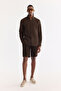 Men's Brown Elastic Waist 100% Linen Relaxed Fit Shorts B003732 - 7
