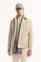 Men's Ecru Fur Collar Napa Comfort Fit Coat A52Y6057 - 5