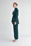 Sleeve Ruffle Detailed Double Suit Set Emerald Green - 2