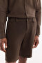 Men's Brown Elastic Waist 100% Linen Relaxed Fit Shorts B003732 - 4