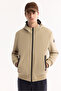 Men's Beige Hooded Water Repellent Windproof Lightweight Seasonal Regular Fit Jacket A52Y6100 - 5