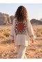 Monk Bohem Style Wooden Pattern Printed Linen Kimono / Short - 7