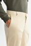 Men's Beige Slim Fit Double Leg Trousers with Elastic Sides and Soft Buttons A42Y3007 - 4