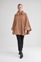 Fur Detailed Cashmere Poncho Camel