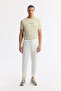 Men's White Elastic Waist Lace-Up Bi-Stretch Regular Fit Sweatpants A51Y3408