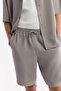 Men's Nardo Gray Elastic Waist Lace-Up Soft Touch Relaxed Fit Shorts A51Y3703 - 4