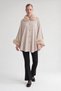 Fur Detailed Cashmere Poncho Beige