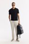 Men's Black Polo Neck Buttoned Ribbed Rayon Knitwear Regular Fit T-Shirt A51Y5001 - 7