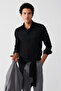 Men's Black 100% Cotton Classic Collar Satin Slim Fit Shirt B002002 - 3