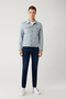 Men's Blue Classic Collar Suede Textured Seasonal Comfort Fit Coat A41Y6011 - 5