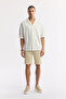 Men's Ecru Apaj Collar 100% Cotton Jacquard Short Sleeve Regular Fit Shirt A51Y2218 - 5