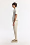 Men's Beige Elastic Waist 100% Linen Relaxed Fit Trousers B003032 - 2
