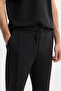 Men's Black Elastic Waist Lace-Up Bi-Stretch Regular Fit Sweatpants A51Y3400 - 4