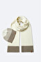 Men's Mink Colorblock Knitwear Scarf Beanie Set A42Y9224