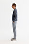 Men's Gray Slim Fit Trousers with Elastic Sides and Soft Buttons, Double Leg, A42Y3007 - 2