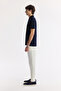 Men's Navy Blue Polo Neck Jacquard Regular Fit T-Shirt A51Y1090 - 3