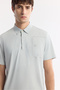 Men's Gray Non-Curling Polo Neck Bi-Stretch Technical Fabric Regular Fit T-Shirt A51Y1156 - 2