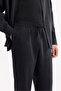 Men's Black Elastic Waist Lace-Up Soft Touch Trousers A51Y3031 - 4