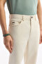 Men's Beige Classic Waist Cotton Plain Washed Oslo Carrot Fit Jean Trousers A51Y3548 - 5