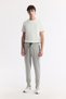 Men's Gray Stretch Interlock Fabric Elastic Leg Sweatpants B 003400