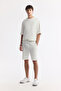 Men's White Elastic Waist Lace-Up Knitted Regular Fit Shorts A51Y3613