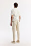 Men's Beige Elastic Waist 100% Linen Relaxed Fit Trousers B003032 - 3
