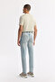 Men's Light Blue Classic Waist Cotton Vintage Washed Berlin Slim Fit Jean Trousers A51Y3525 - 5