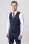 Ds Groom Slim Fit Navy Blue Dobby Suit with Vest - 6