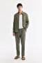 Men's Khaki Elastic Waist 100% Linen Relaxed Fit Trousers B003032 - 7