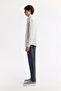 Men's Navy Blue Buttoned Collar Striped Linen Blend Comfort Fit Shirt A51Y2022 - 3