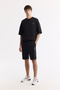 Men's Black Elastic Waist Lace-Up Bi-Stretch 2 Thread Knitted Regular Fit Shorts A51Y3611 - 6