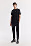 Men's Black Elastic Waist Lace-Up Bi-Stretch Regular Fit Sweatpants A51Y3400