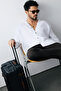 Men's White V-Neck 100% Linen Comfort Fit Shirt A51Y2105