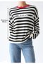 Contrast Collar Striped Oversize Sweater - 8