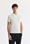 Men's White Polo Neck Textured Jacquard Regular Fit T-Shirt A51Y1019
