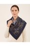 Navy Blue Ethnic Patterned Woven Scarf – Soft Acrylic Scarf with a Silk Feel - 2