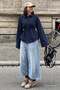 Navy Blue Waist-Tied Oversize Pocketed Shirt Mg2798
