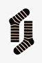 Khaki Striped Shiny Line Cotton Glitter 3 Pairs of Socks - 4