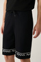 Men's Black Side Pocket Printed Soft Touch Regular Fit Shorts A41Y3646 - 6