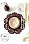 Dark Brown (Wenge) Suede Fabric Round Placemat American Serving Set 8 Pieces 35X35Cm