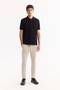 Men's Black 100% Cotton Jacquard Polo Neck Regular Fit T-Shirt A41Y1196 - 6